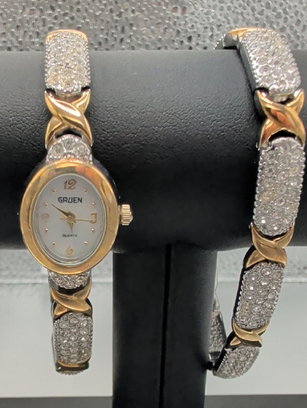 Gruen Gold & Silver Crystal Bracelet Watch Set - Gold and Silver - Picture 7 of 12